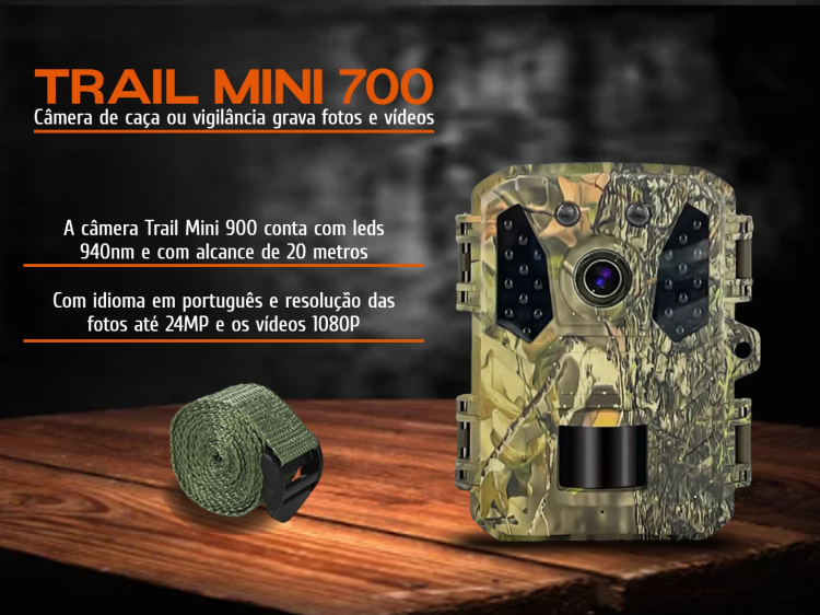 Câmera de caça ou vigilância Trail Mini 700 de 24MP 