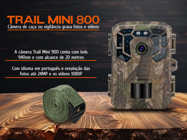 Câmera de caça ou vigilância Trail Mini 800 de 24MP 