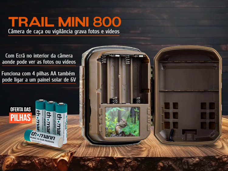 Câmera de caça ou vigilância Trail Mini 800 de 24MP 