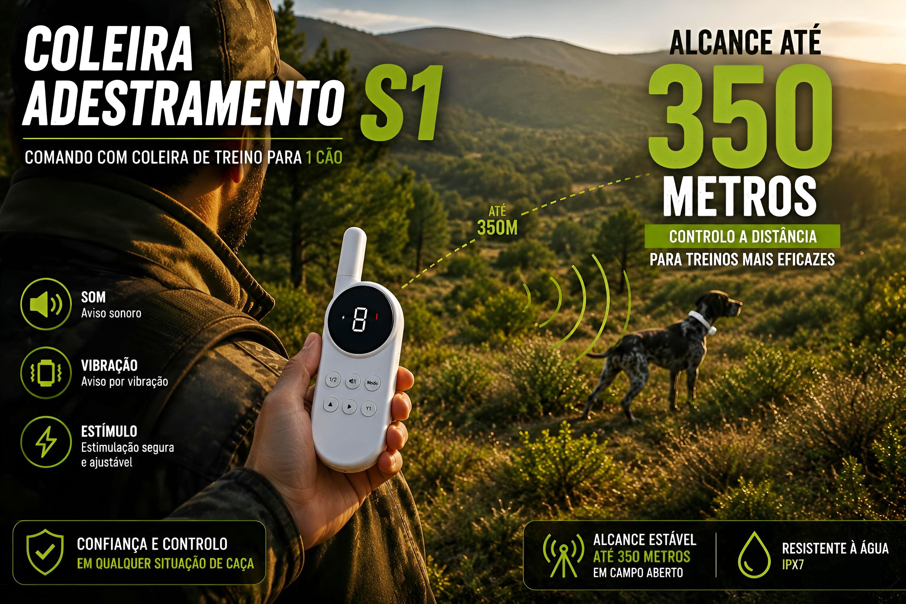 Coleira de adestramento à distância para 1 cão