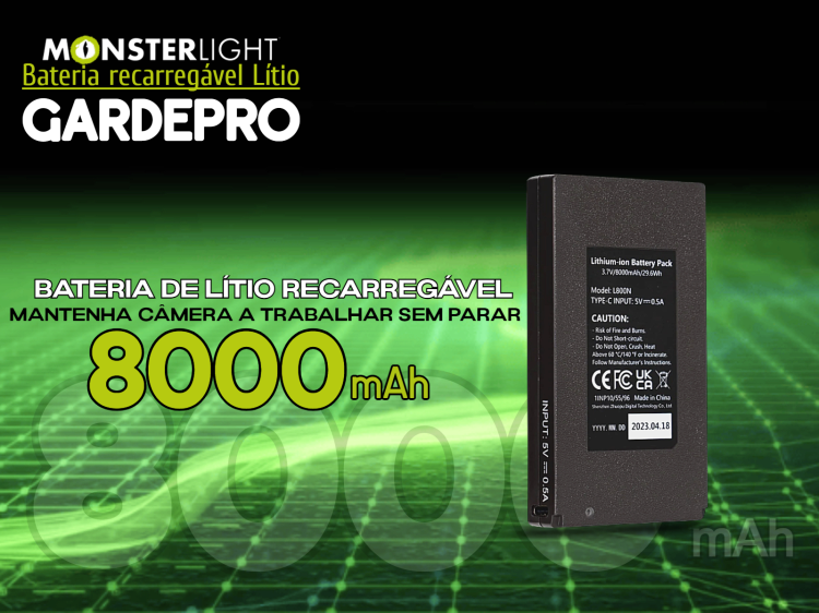 Bateria recarregável para câmeras GardePro