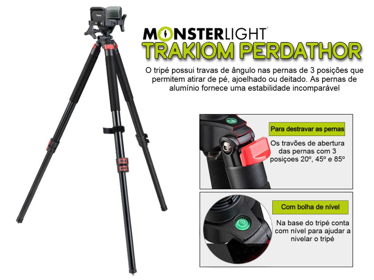 Tripé alumínio Monsterlight Trakiom Perdathor 