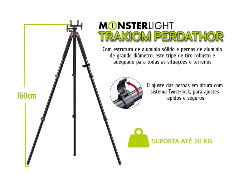 Tripé alumínio Monsterlight Trakiom Perdathor 