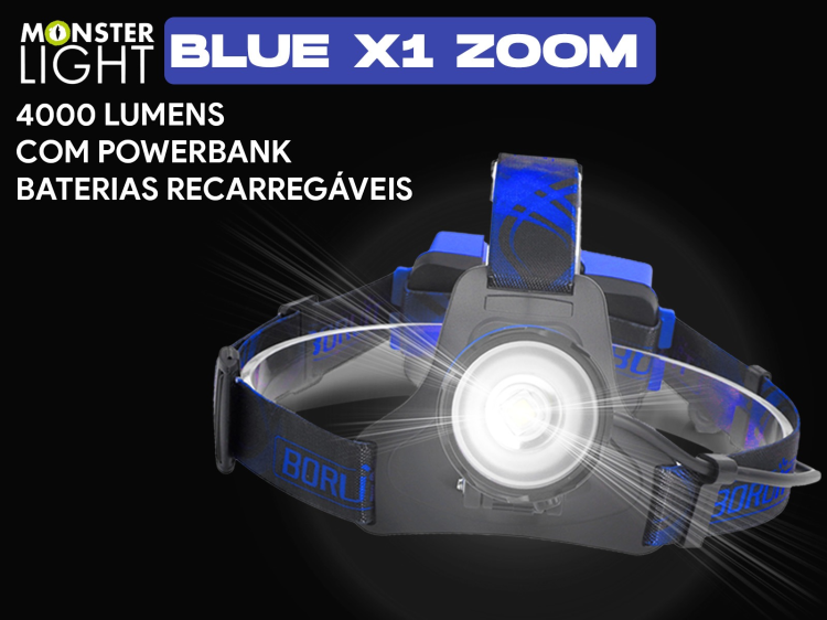 Lanterna de cabeça Blue X1 com baterias recarregáveis 