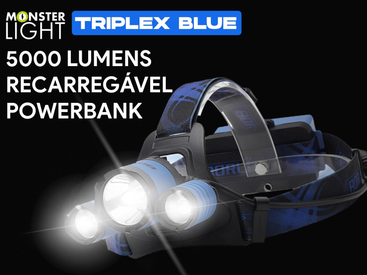 Lanterna de cabeça recarregável Monsterlight Triplex Blue 