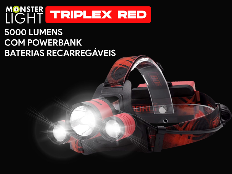 Lanterna de cabeça recarregável Monsterlight Triplex red