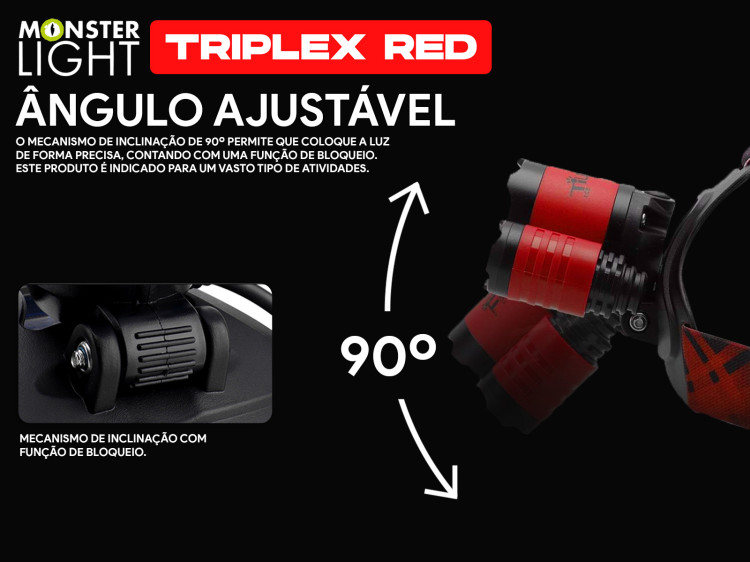 Lanterna de cabeça recarregável Monsterlight Triplex red 