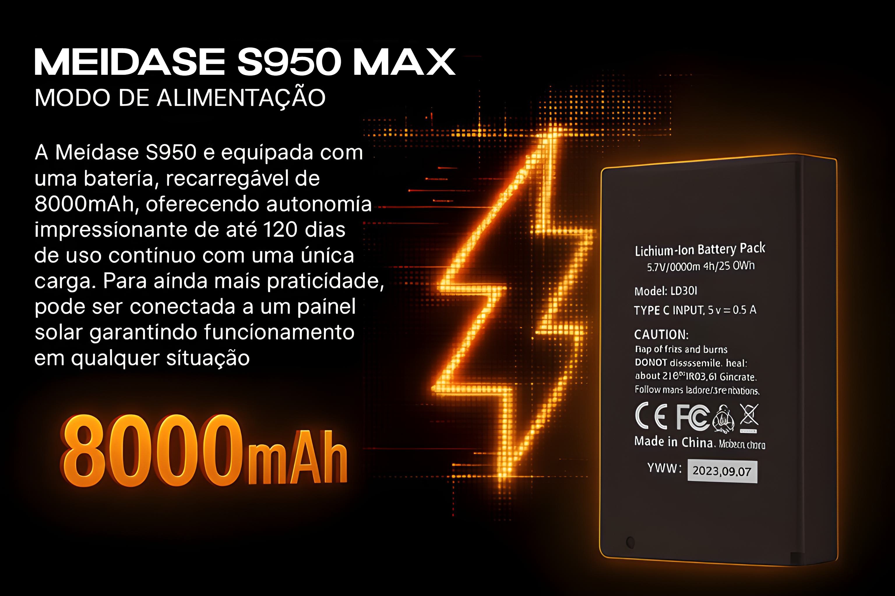 Câmera Meidase S950 Max LTE com bateria e aplicação para o telemóvel