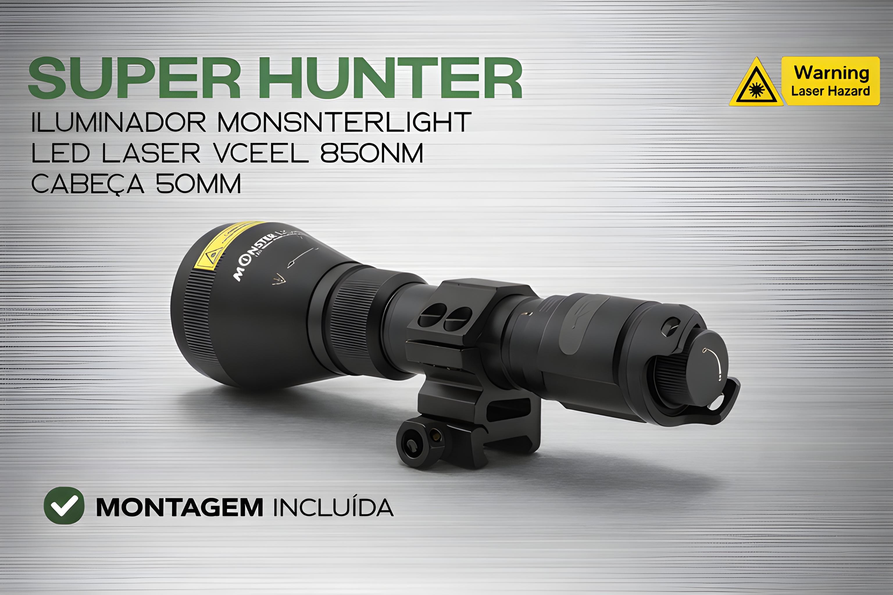 Iluminador MonsterLight 850nm Super Hunter laser com potenciómetro