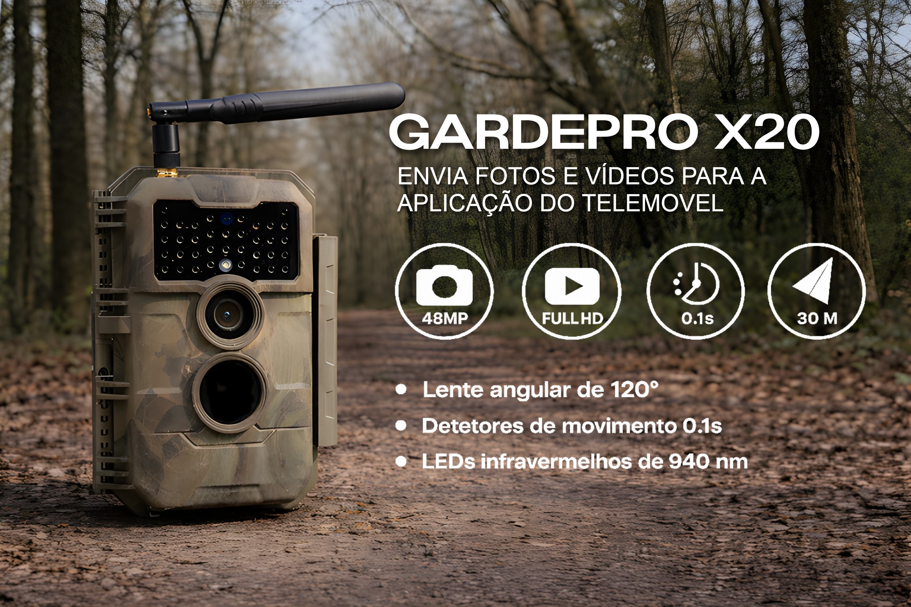 Câmera GardePro X20 LTE com aplicação para telemóvel