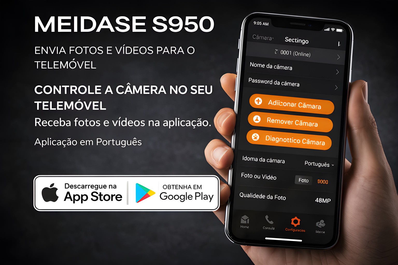 Câmera Meidase S950 LTE com aplicação e envio de fotos e vídeos para o seu telemóvel 