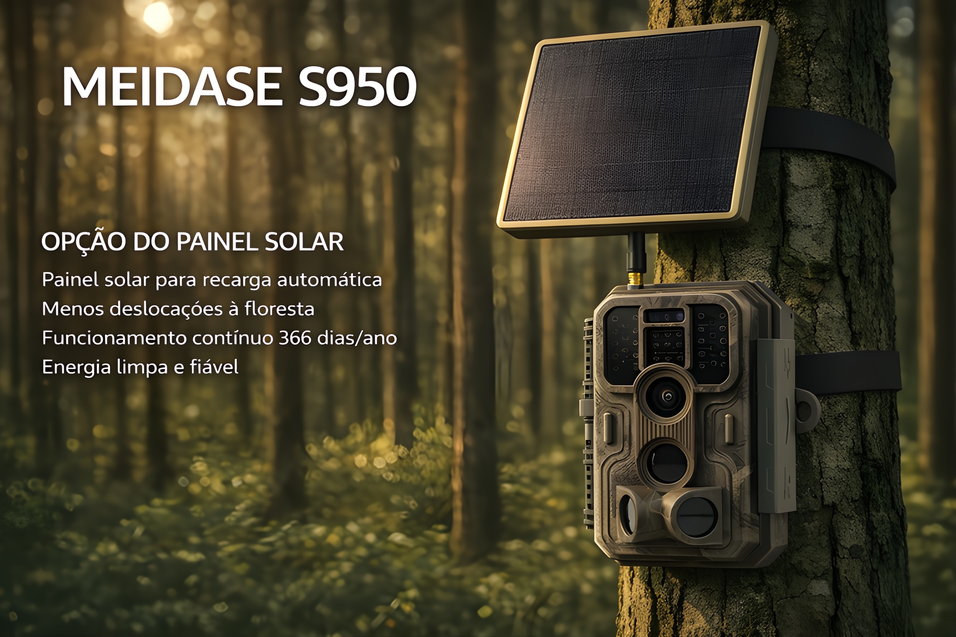 Câmera Meidase S950 LTE com aplicação e envio de fotos e vídeos para o seu telemóvel