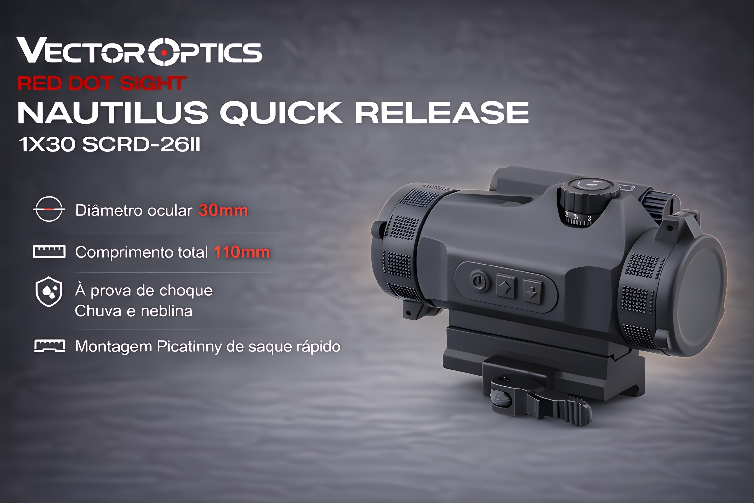 Red Dot ponto vermelho VectorOptics Náutilos 1x30 3 MOA 