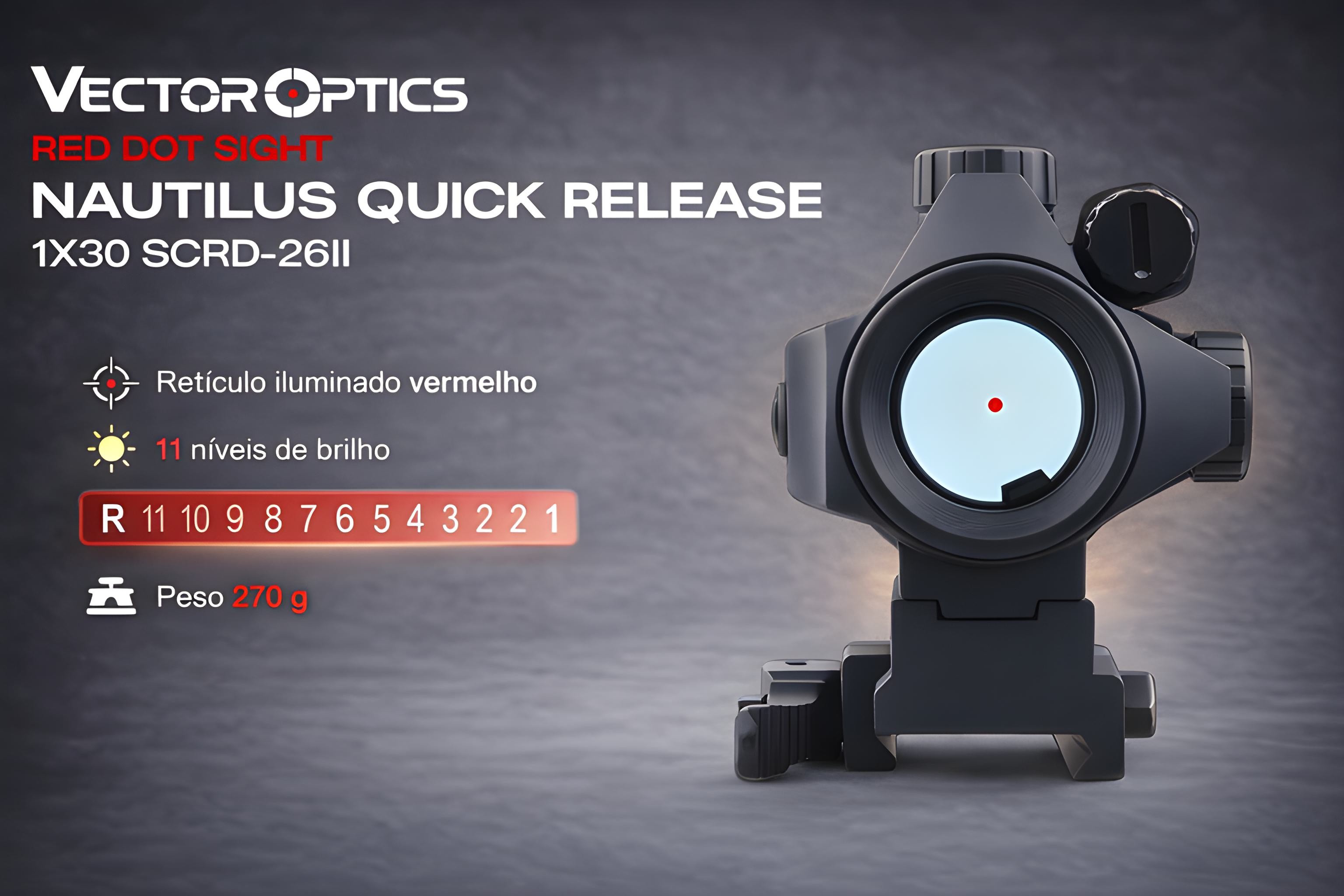Red Dot ponto vermelho VectorOptics Náutilos 1x30 3 MOA 