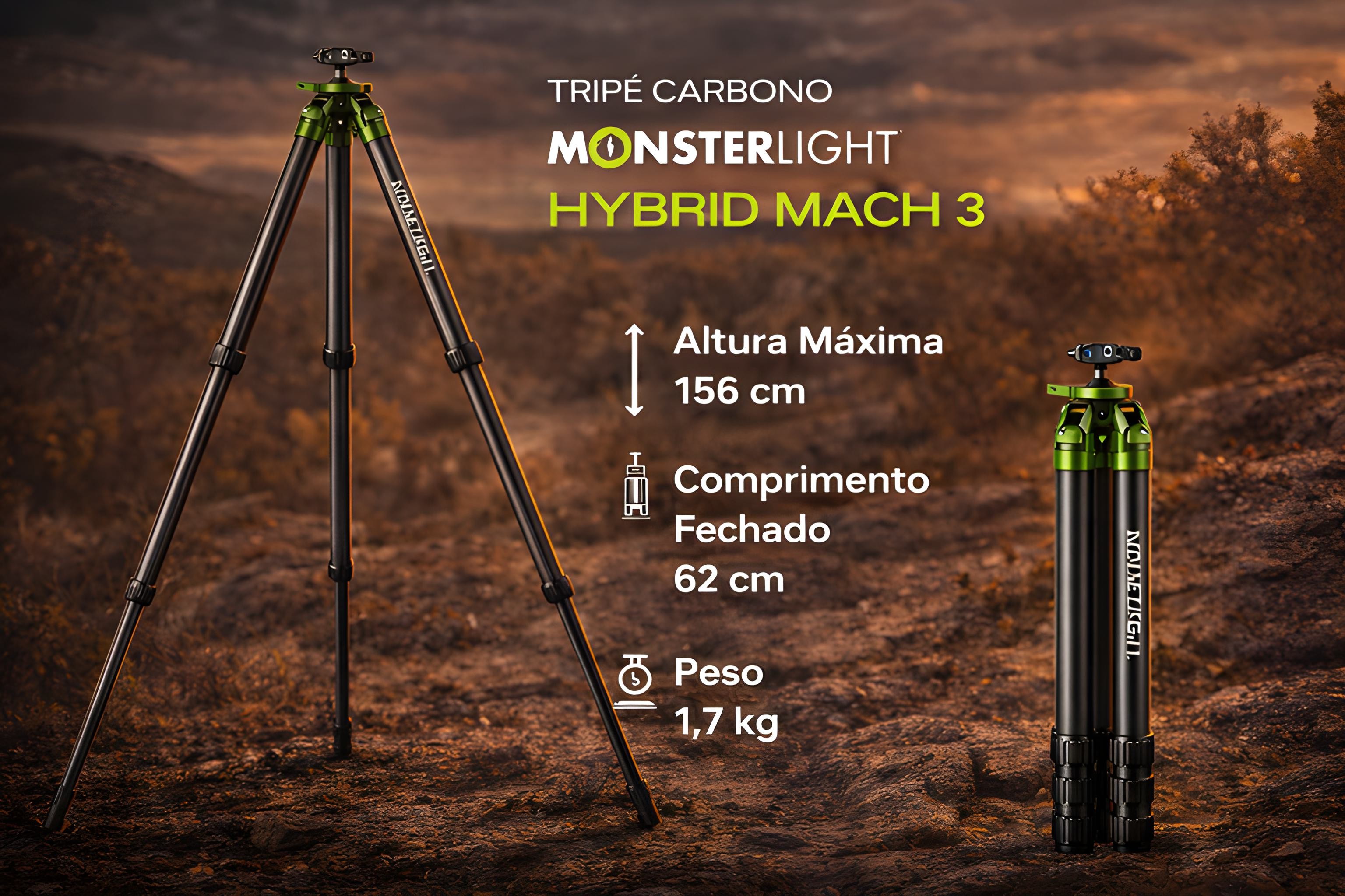 Tripé de Carbono Monsterlight Hybrid Mach 3 