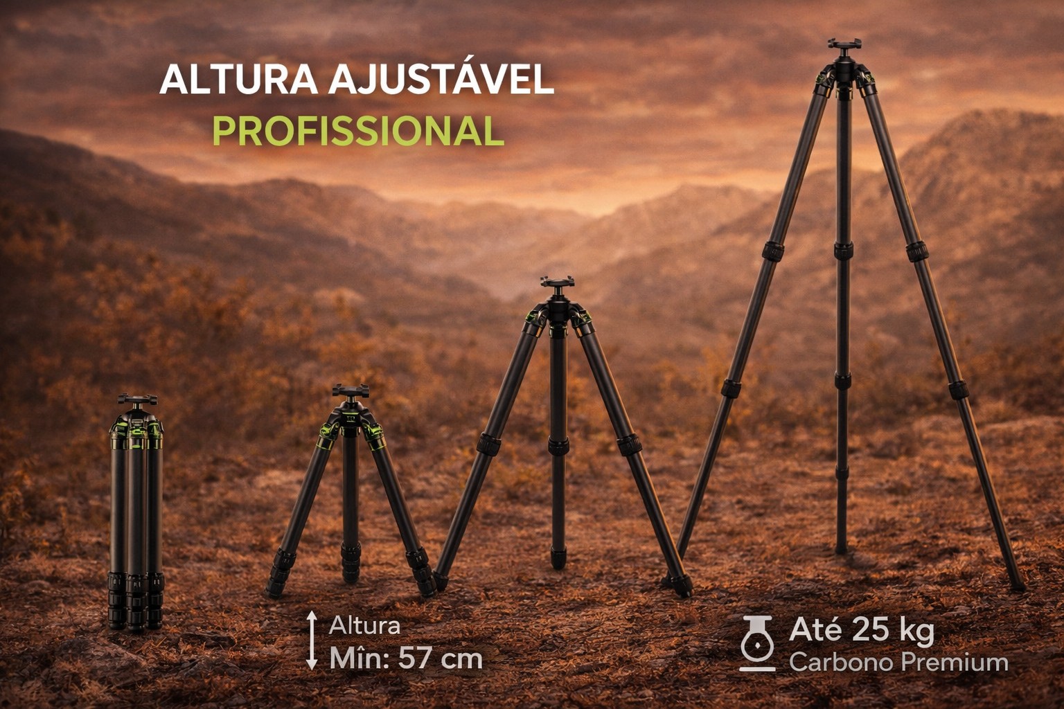 Tripé de Carbono Monsterlight Hybrid Mach 3 