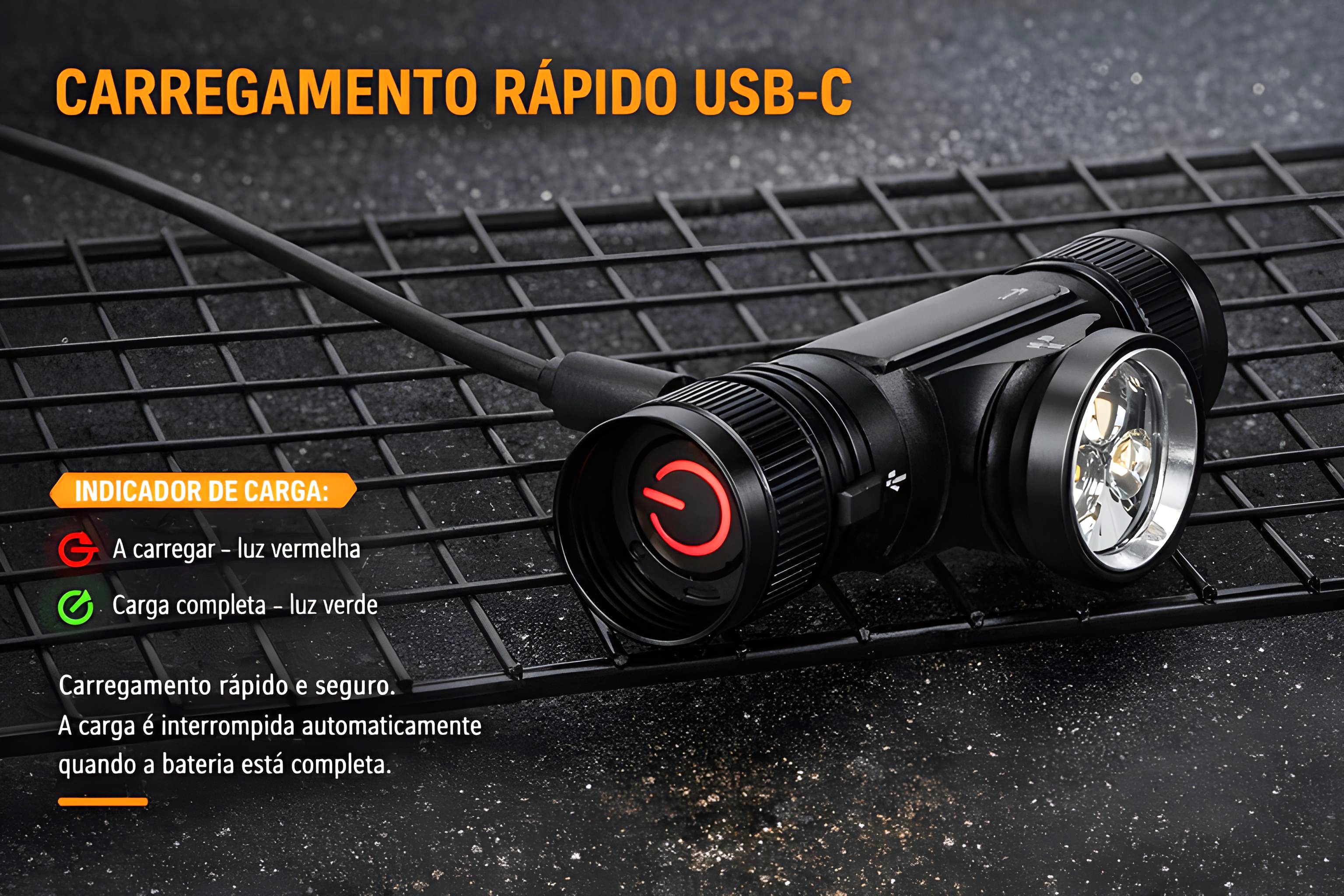 Lanterna de Cabeça Monsterlight com Bateria Recarregável 