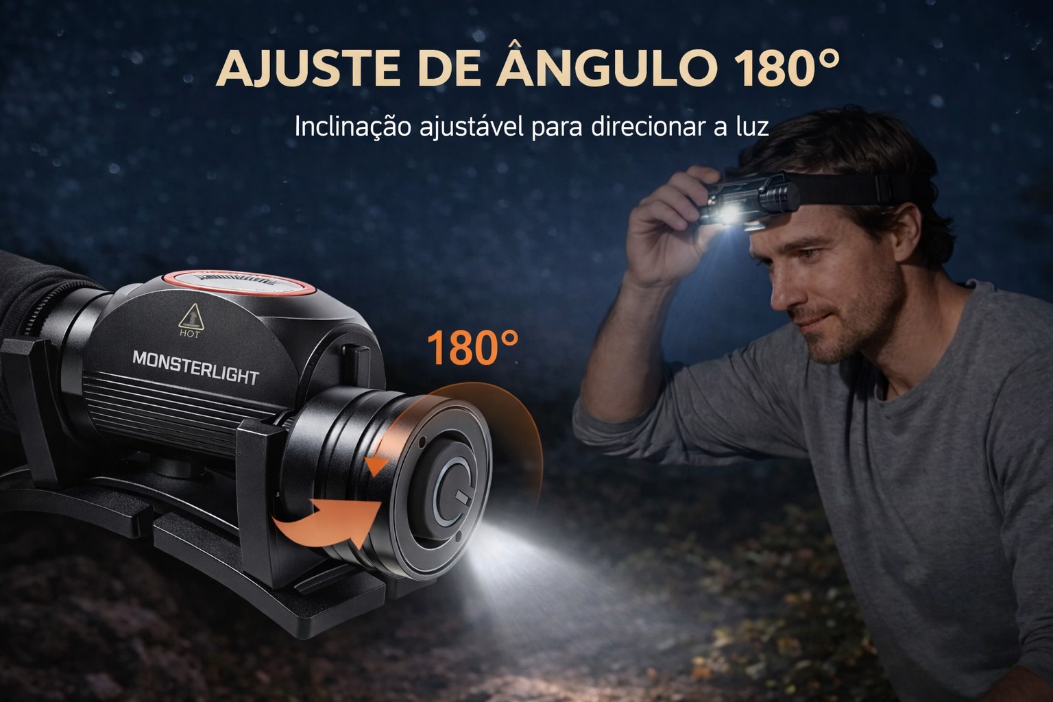 Lanterna de Cabeça Monsterlight com Bateria Recarregável 