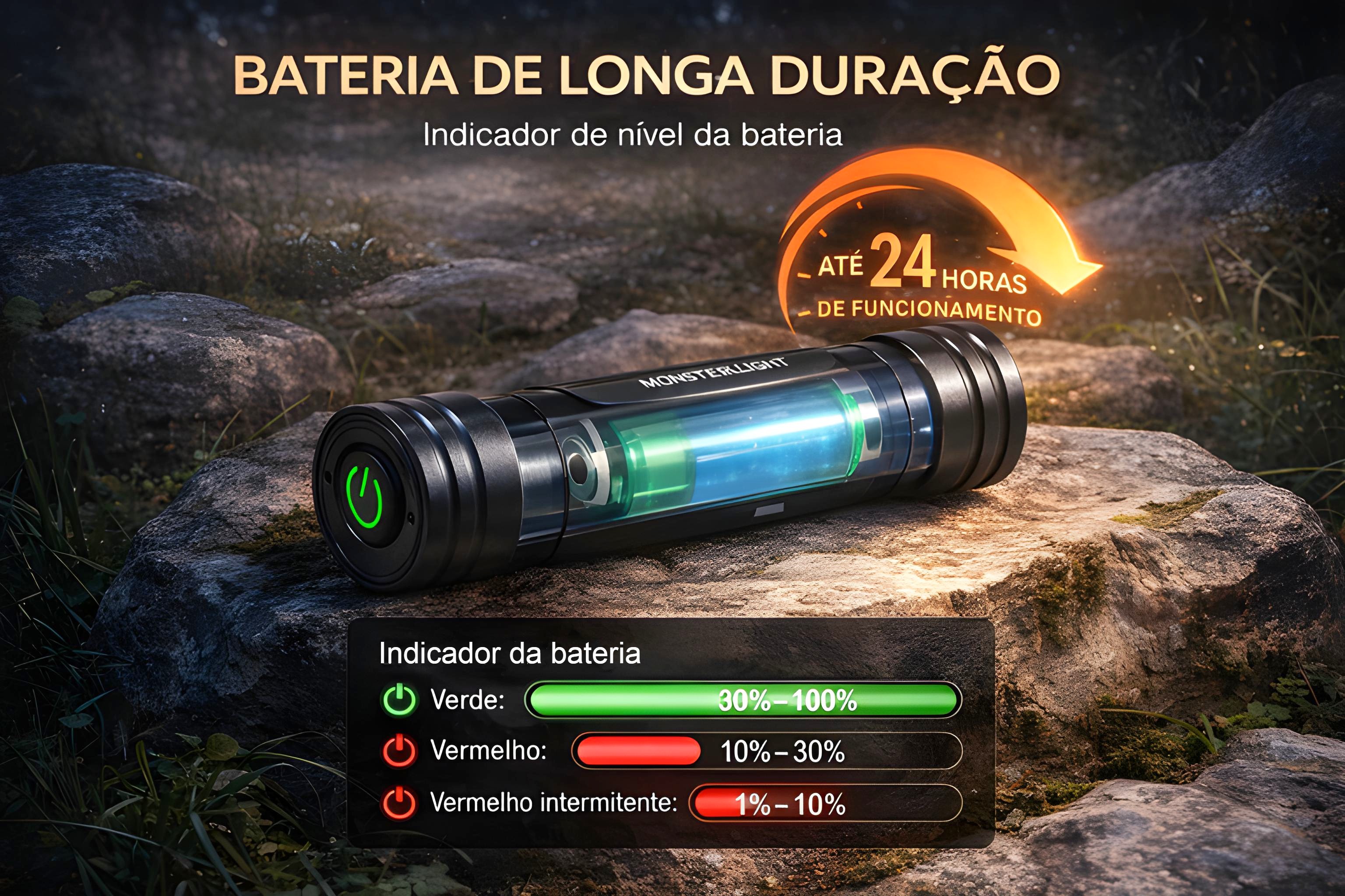 Lanterna de Cabeça Monsterlight com Bateria Recarregável 