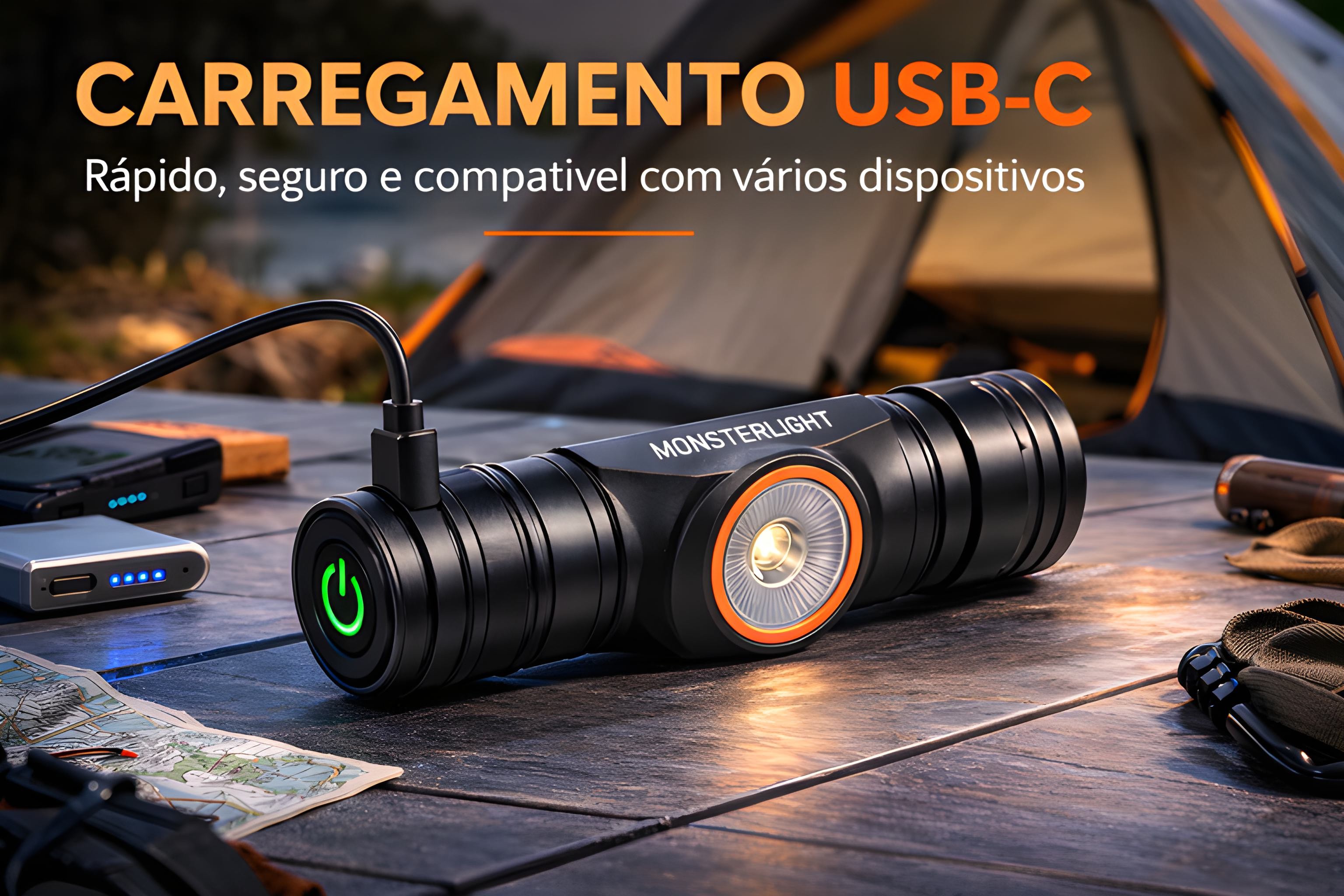 Lanterna de Cabeça Monsterlight com Bateria Recarregável 