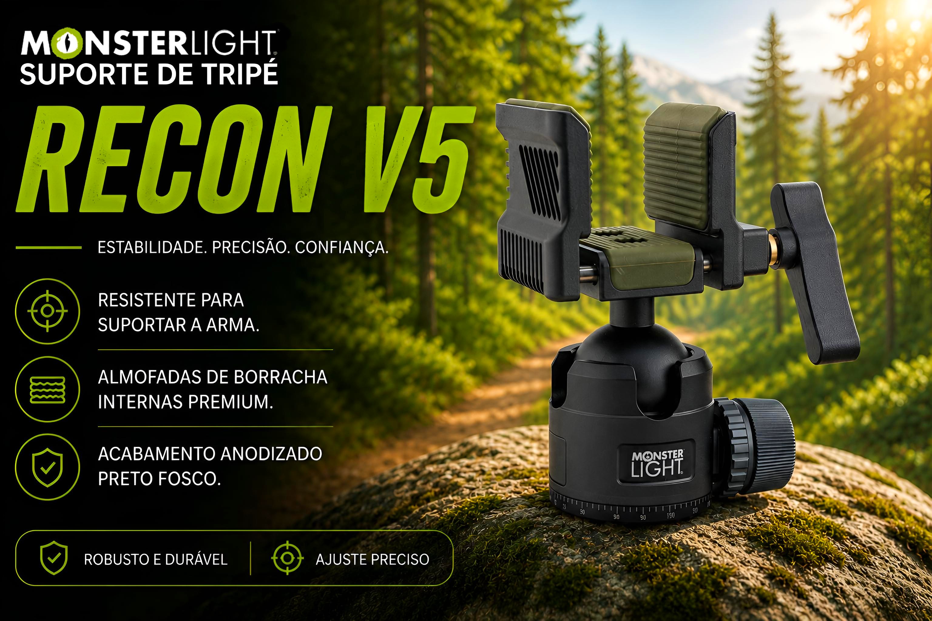 Suporte de tripé Monsterlight Recon V5 com bola esférica 