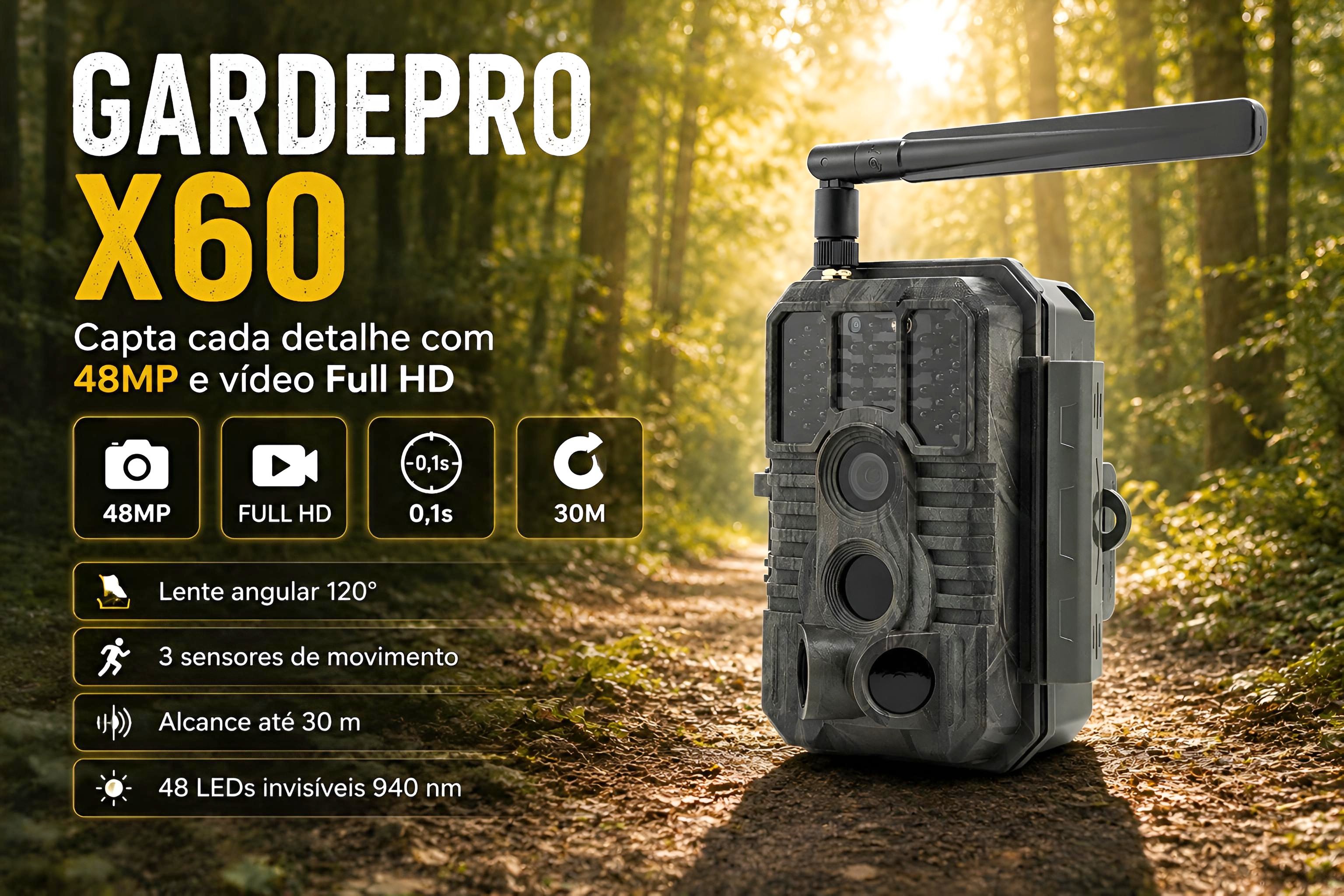 Câmera de Caça GardePro X60 LTE com bateria 
