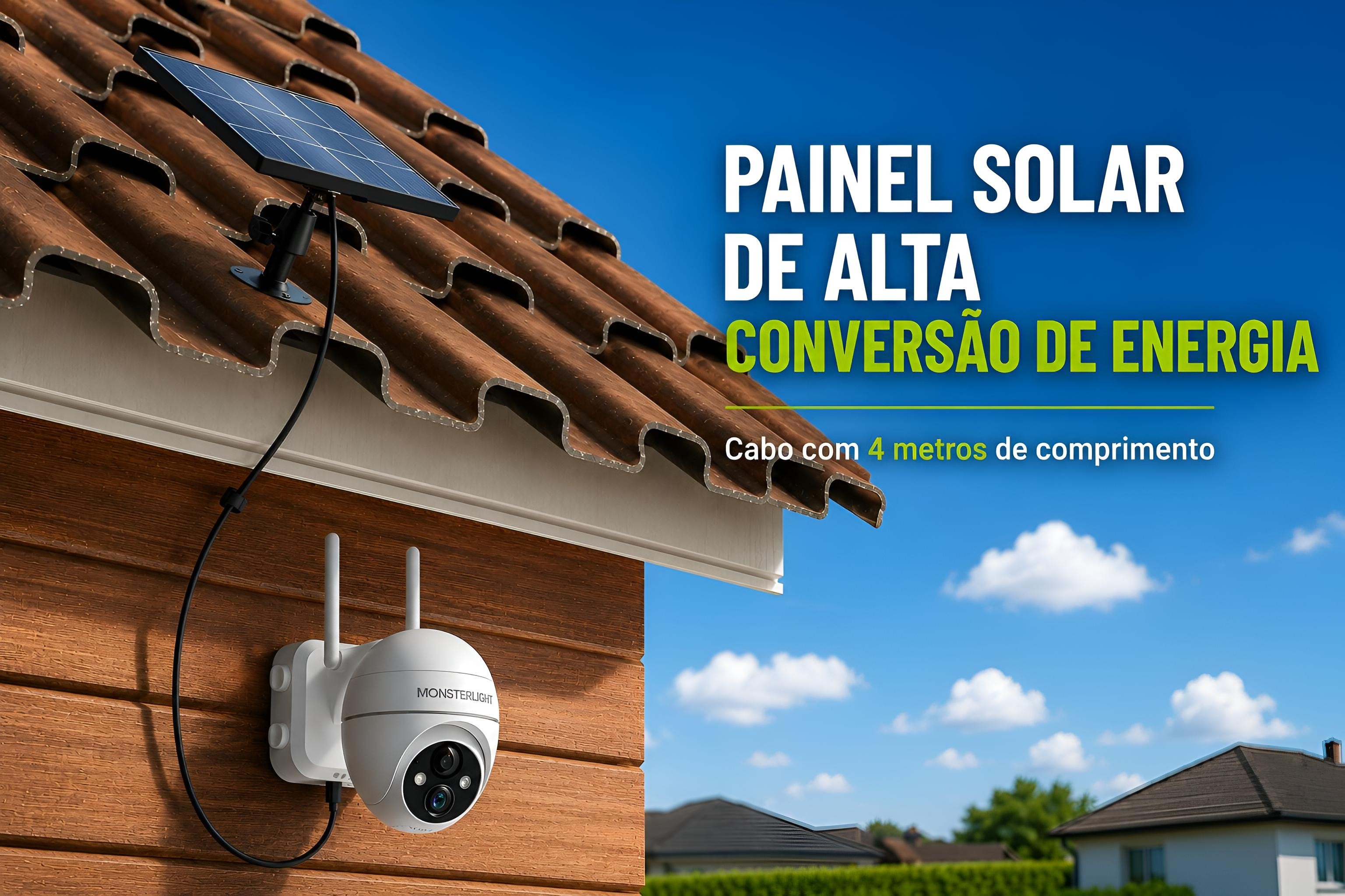 Câmara de Segurança Wi-Fi Monsterlight com Painel Solar 