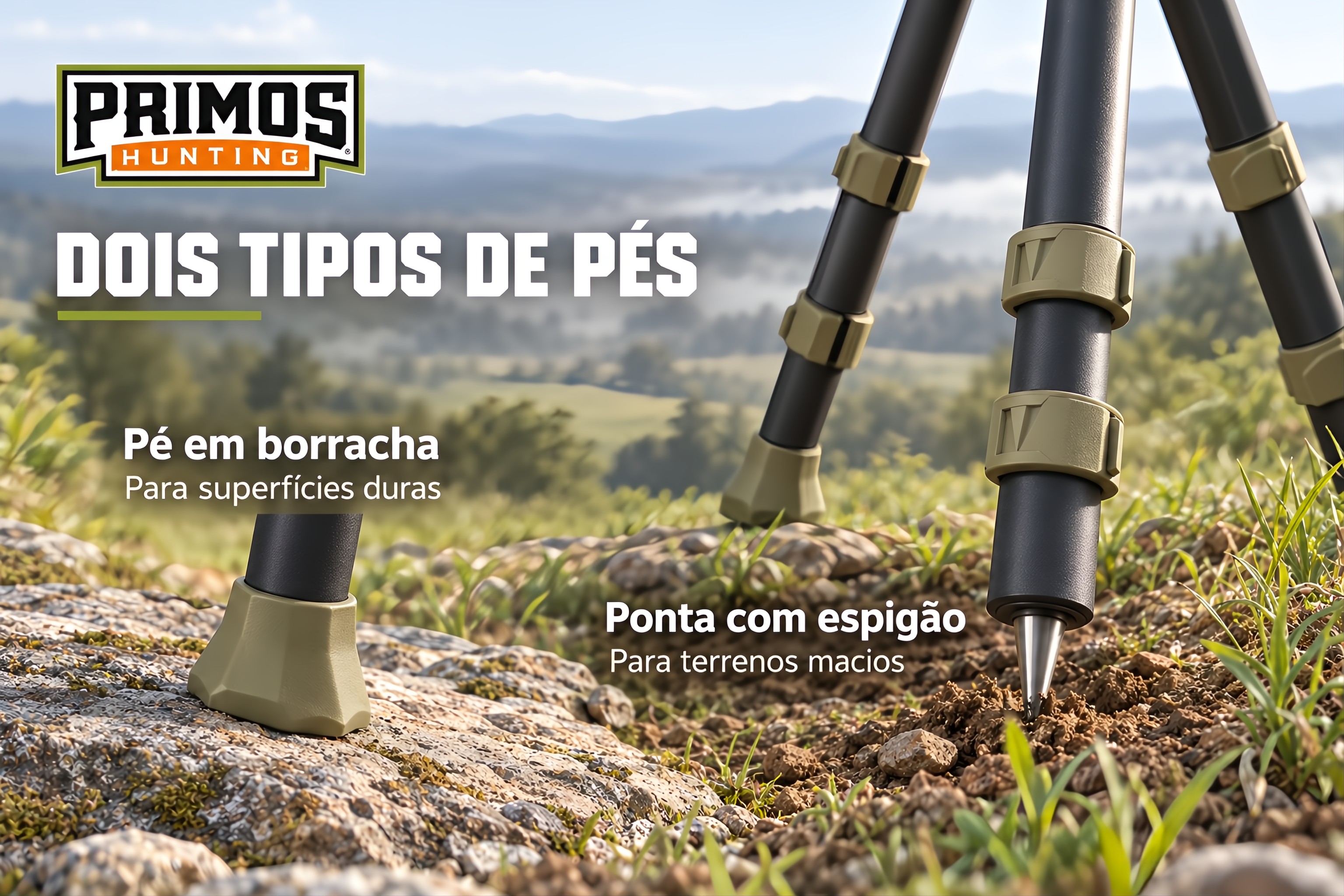 Tripé Primos Edge em alumínio com suporte ajustável 360° 