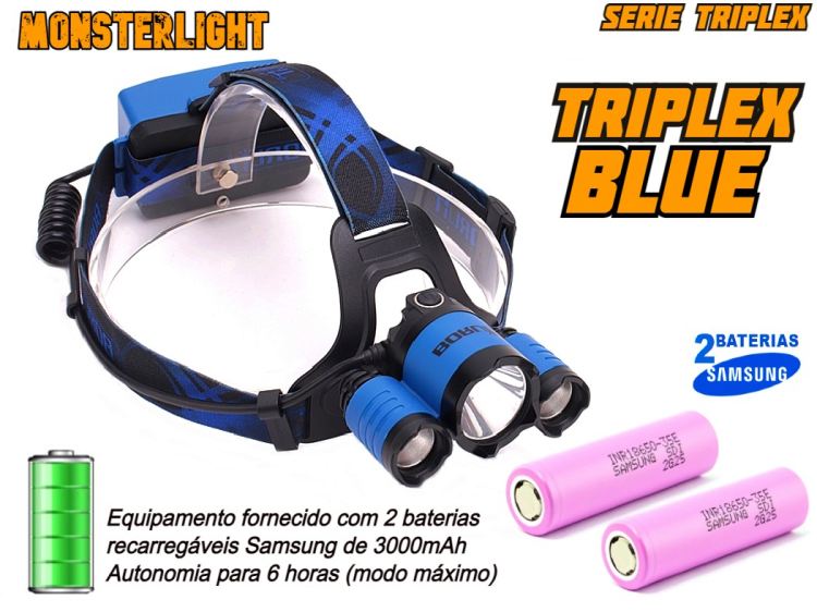 Kit lanterna cabeça MonsteLight Triplex Blue 