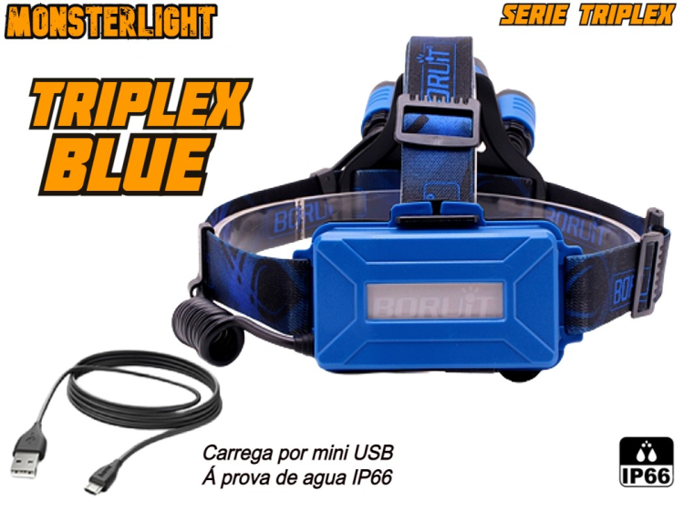 Kit lanterna cabeça MonsteLight Triplex Blue 