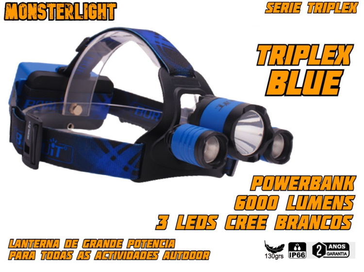 Kit lanterna cabeça MonsteLight Triplex Blue 