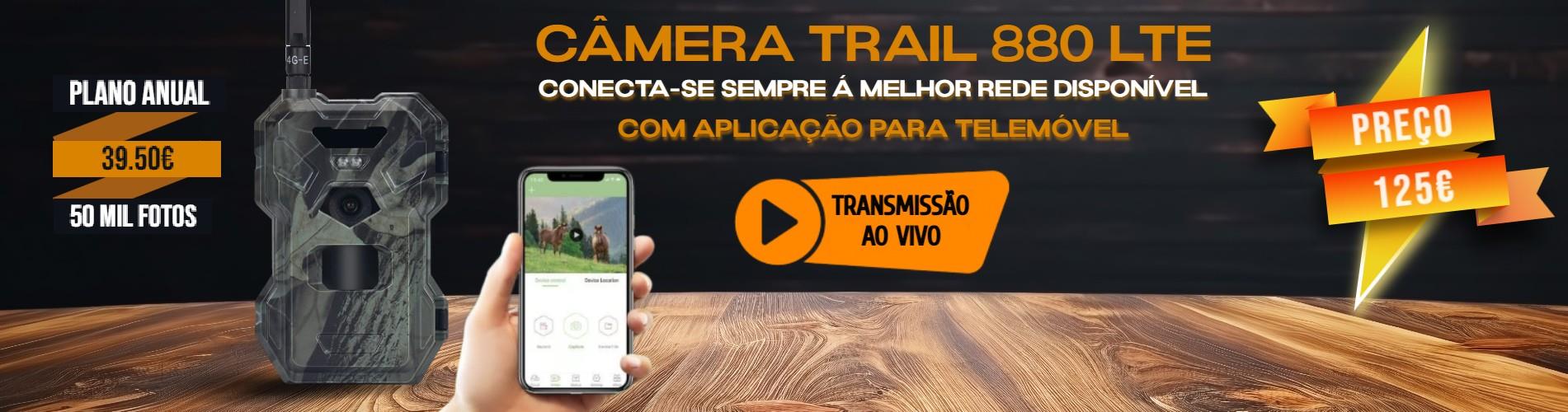 Câmera 880 LTE com aplicação envio de fotos e vídeos e transmissão em direto