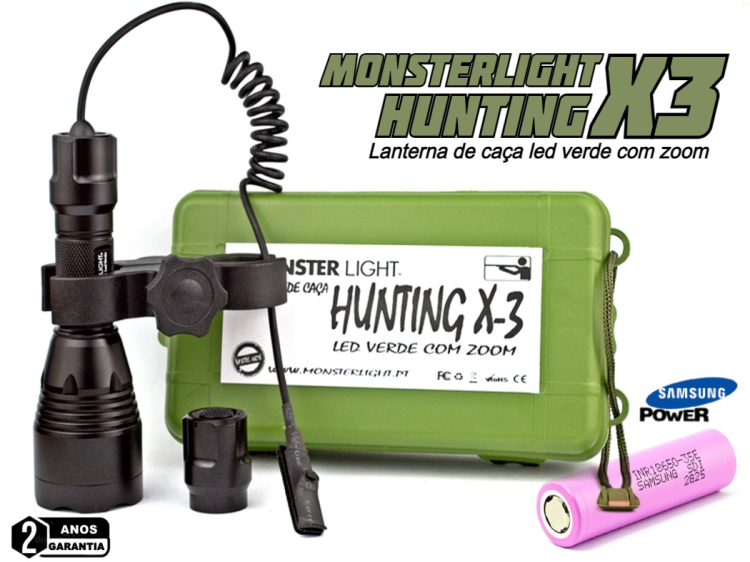 Kit lanterna esperas Hunting X-3 led verde com zoom                                                 