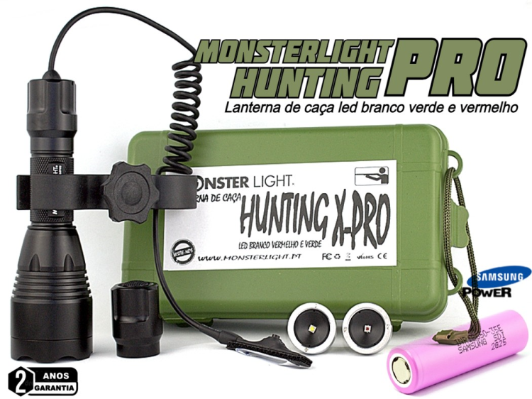 Kit lanterna para esperas Hunting XPro leds verde, vermelho e branco com zoom                       