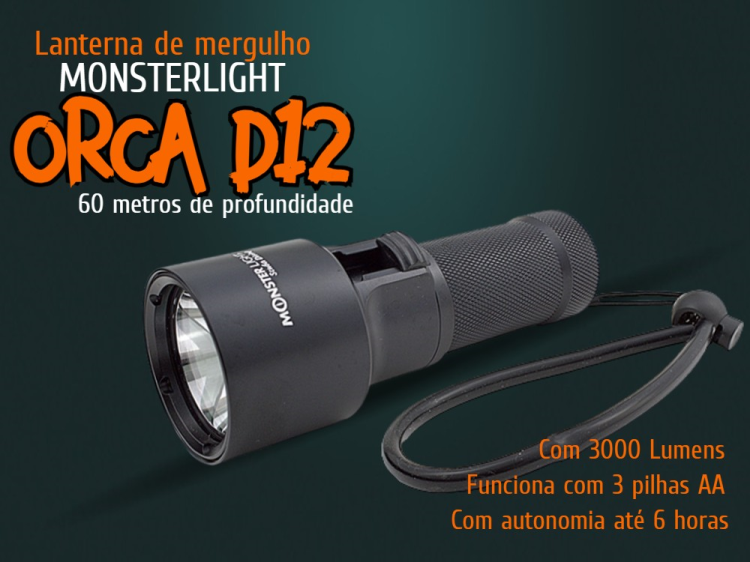 Lanterna mergulho MonsterLight Orca Fishing D12                                                     