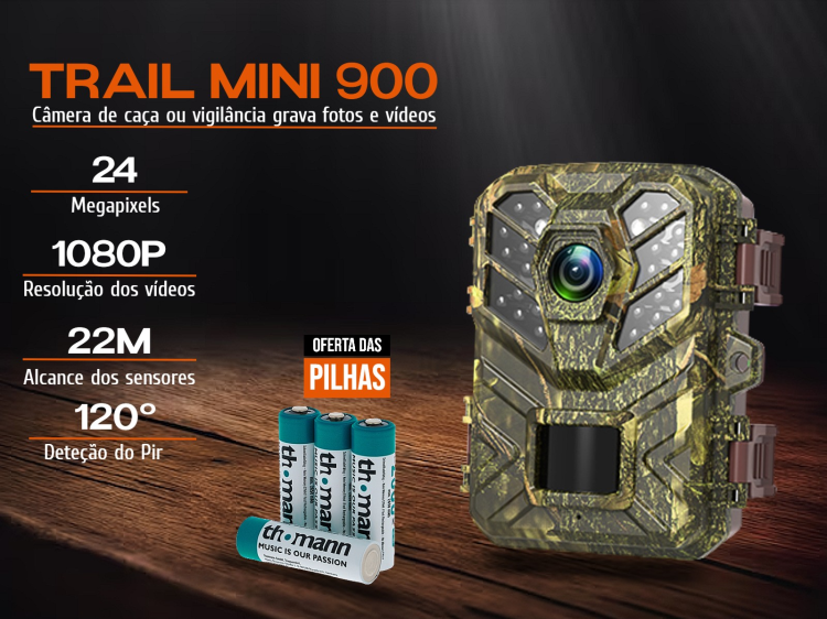 Câmera de caça ou vigilância Trail Mini 900 de 24MP                                                 